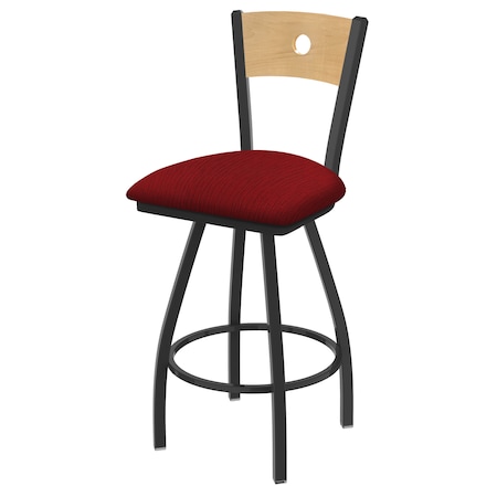 25 Swivel Counter Stool,Pewter Finish,Nat Back,Graph Ruby Seat